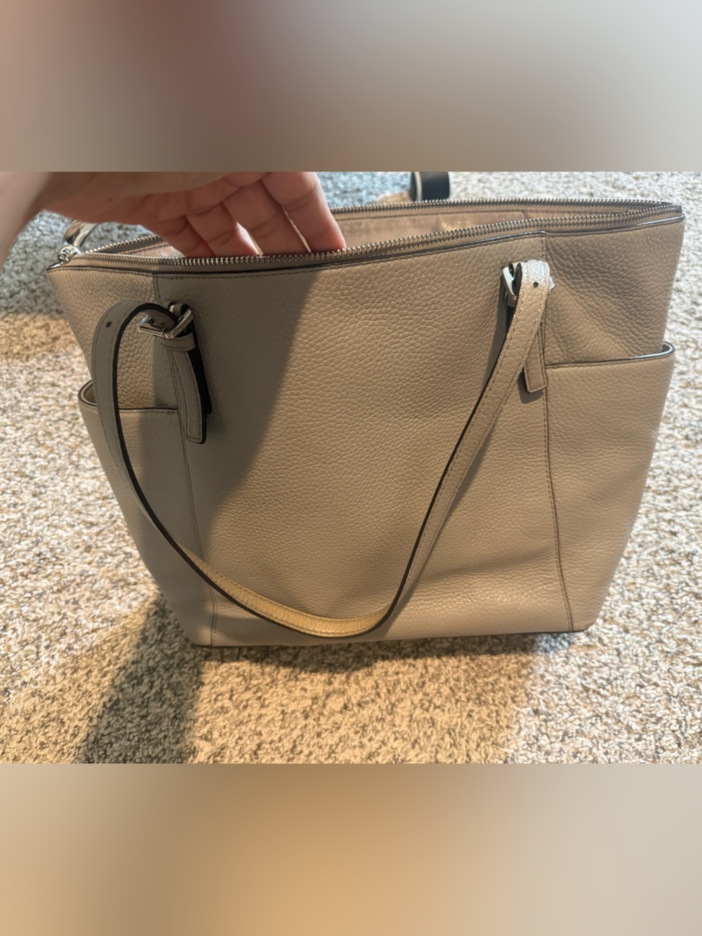 Michael Kors Pebbled Leather Tote in Taupe